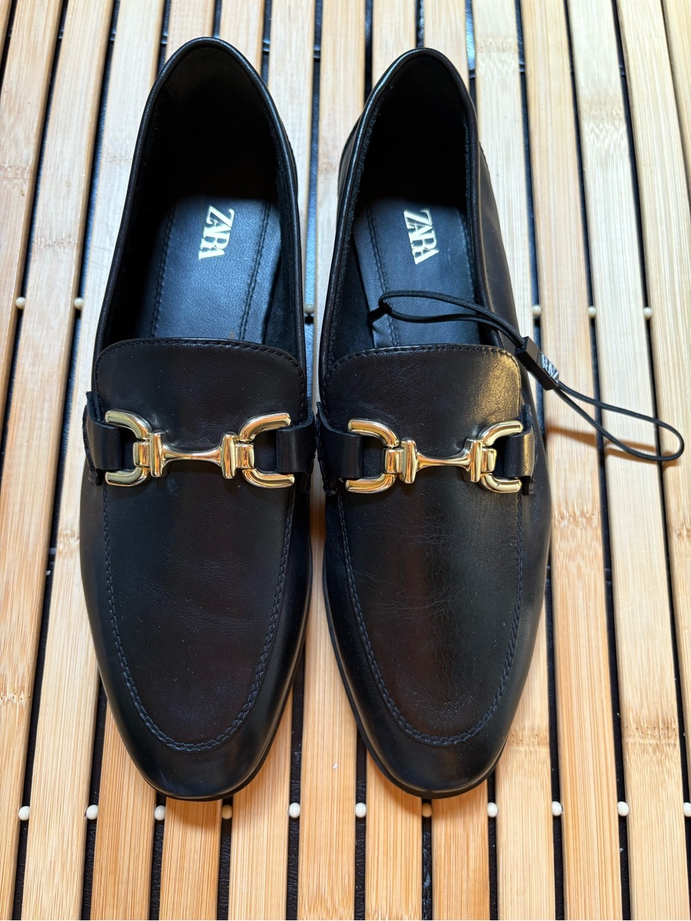 ZARA Classic Black Loafers with (Gucci like) Bit Gold Tone Hardware